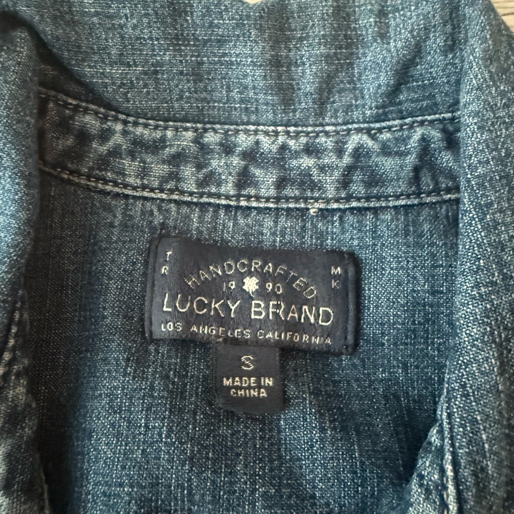 Lucky Brand Denim Embroidered Boho Shirt Dress Size S - Picture 4 of 6
